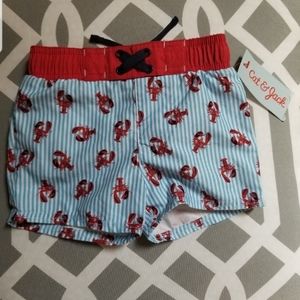 ❤Boys 12M Swim Trunks Cat & Jack Cute Lobsters NWT